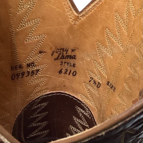 Vintage 80s Tony Lama Brown Leather Cowboy Boots Men's Size 7.5D Style 6210 - Picture 4 of 10